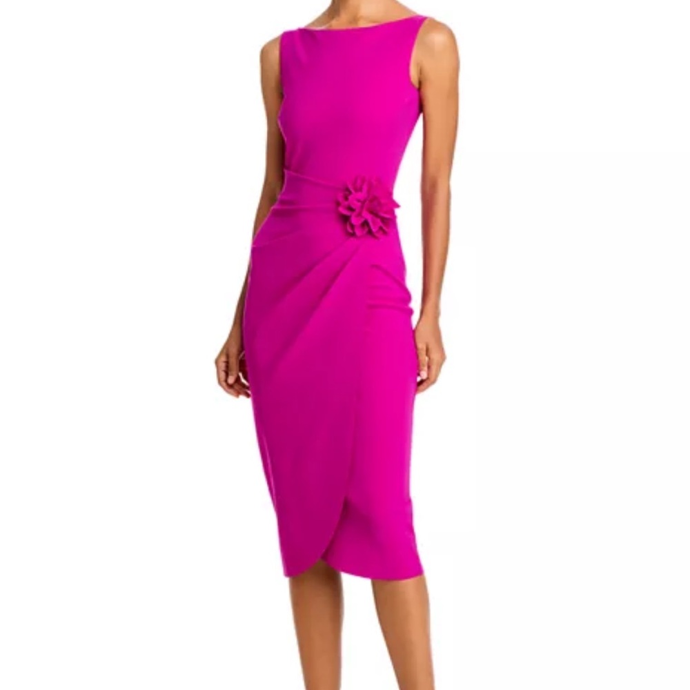 New Chiara Boni La Petite Robe Glenaly Flower-Appliqué Dress Size 48 IT / 12 US